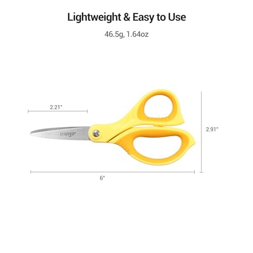 LIVINGO 6” Kids Scissors for School - Pointed Tip Student Scissors for Children Comfortable Grip Craft Cutting Paper, Ages 8-11 - Image 2