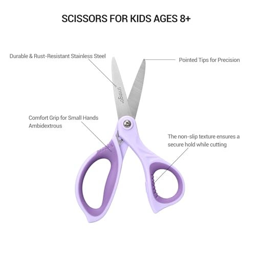 LIVINGO 6” Kids Scissors for School - Pointed Tip Student Scissors for Children Comfortable Grip Craft Cutting Paper, Ages 8-11 - Image 3