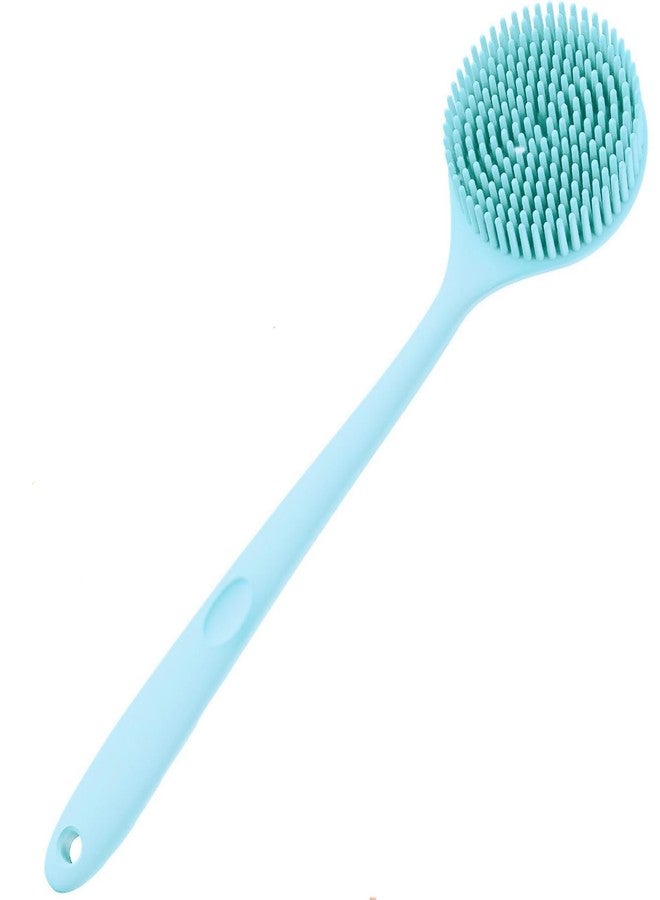 INOVERA (LABEL) 2-in-1 Long Handle Bathing Brushes for Men and Womens - Soft Silicone Back Bath Body Brush with Bristles (Light Blue) - Image 1