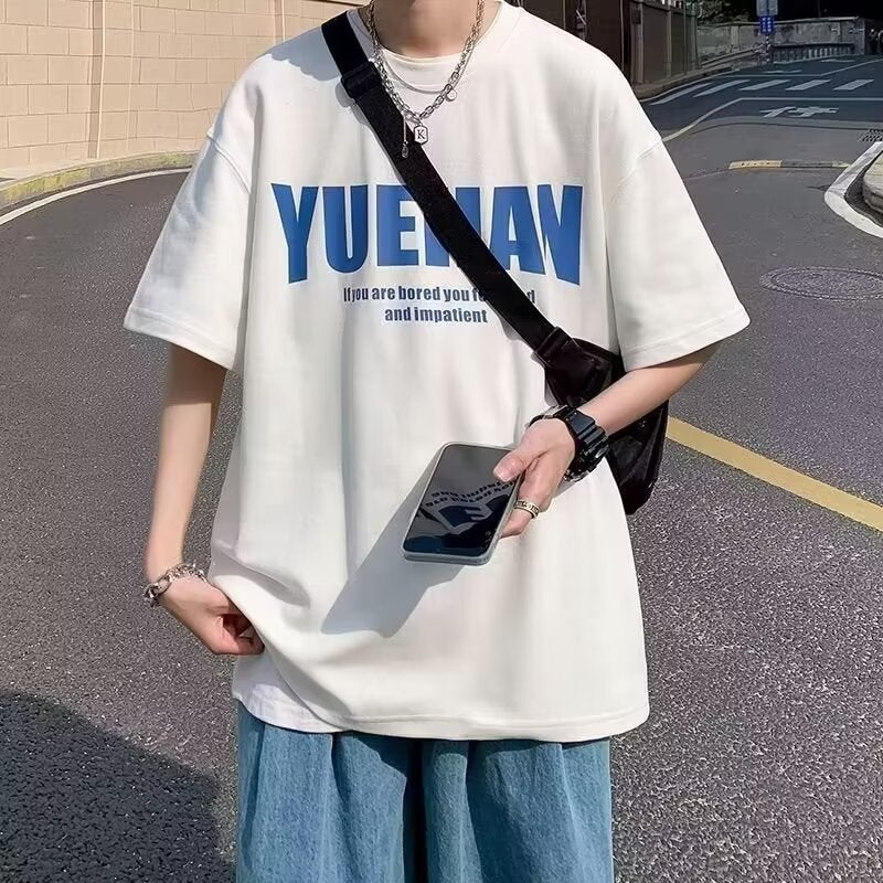 Short-Sleeve T-Shirt For Men 2024 Summer Trendy Hong Kong Style Loose Round Neck Five-Quarter Sleeve Casual Versatile Breathable Comfortable Top - Image 2