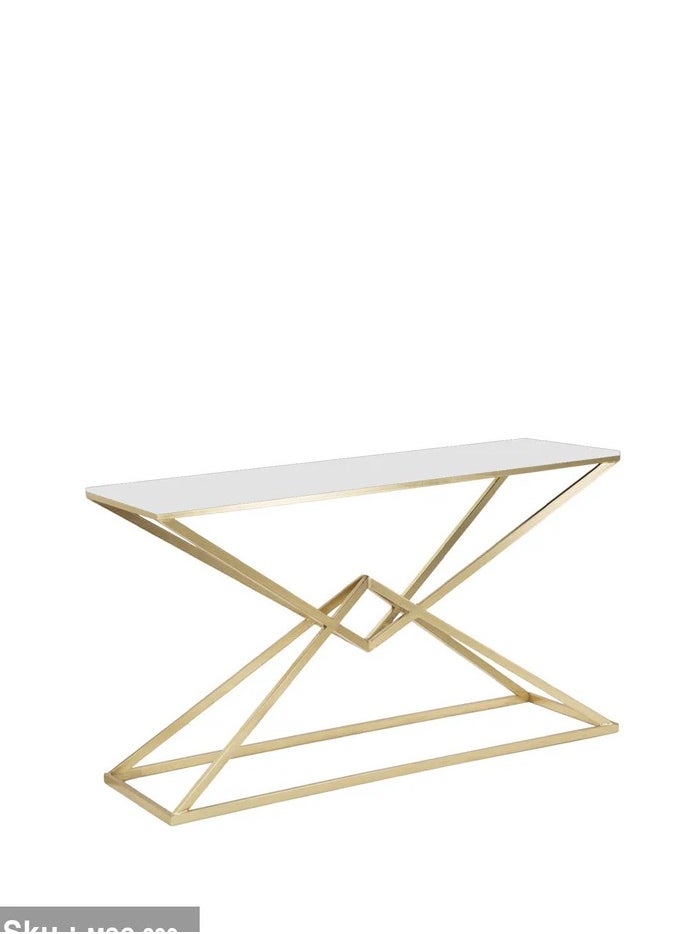A console table with a distinctive modern style, made of Italian stainless steel (304) coated with a PVD layer and equipped with a distinctive and elegant marble surface.
