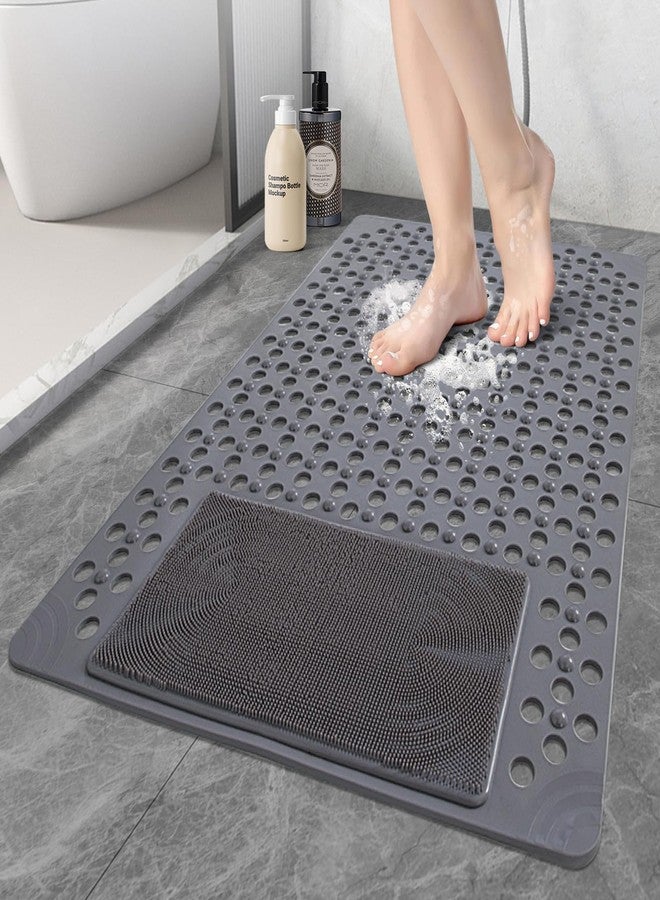 Mofonky Shower Mat Non Slip: 35.4" x 23.6" Large PVC Heavy Shower Mats for Inside Shower - Quick Dry Shower Foot Scrubber Matt with Drain Hole and Suction Cups for Elderly - Image 1