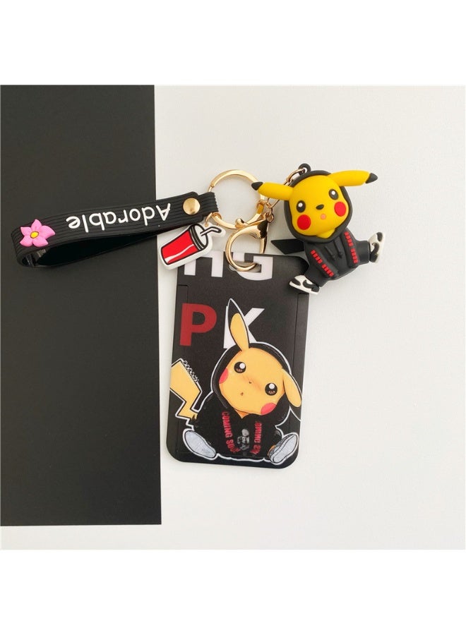 NIBEMINENT 1 - Piece Pikachu Kpop Photo Card Holder Pendant Key Chain ID Badge Holder ID Card Holder Photo Card Protector for School ID Office ID Access Card for Women Girls