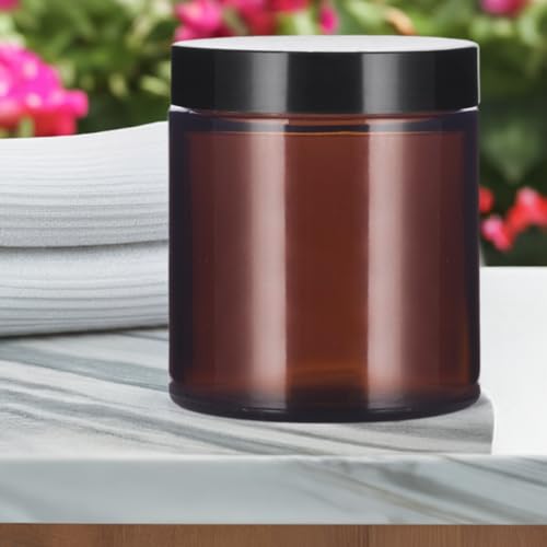 JUVITUS 4 oz / 120 ml Amber Glass Jar with Black Lid (2 pack) Airtight Smell Proof - Image 3