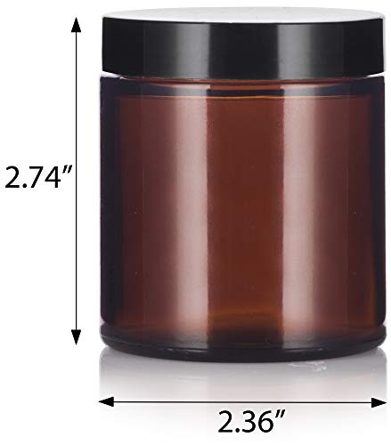 JUVITUS 4 oz / 120 ml Amber Glass Jar with Black Lid (2 pack) Airtight Smell Proof - Image 2
