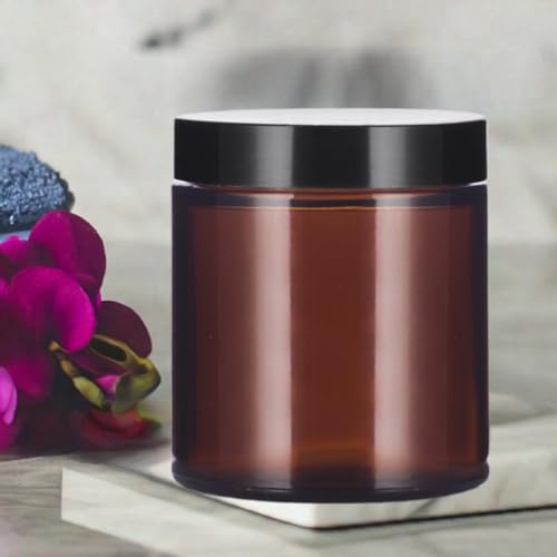 JUVITUS 4 oz / 120 ml Amber Glass Jar with Black Lid (2 pack) Airtight Smell Proof - Image 5