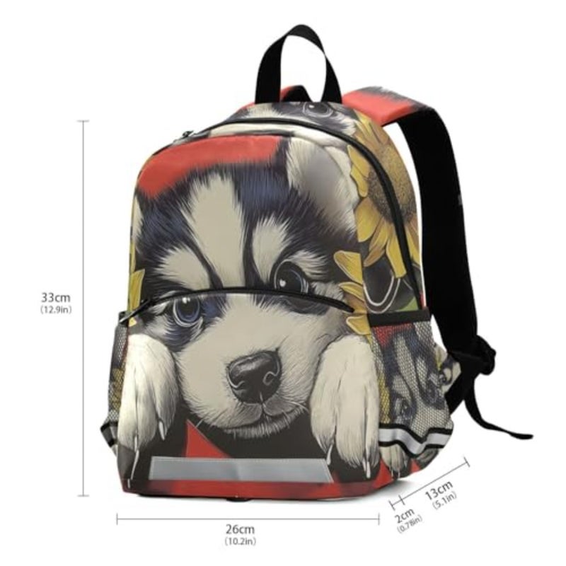 Toddler Backpack-Cute Dog Sunflower with Leash for Walking, Mini Backpacks with for 3 Years Above, Preschool Rucksack with Adjustable Strap, Boy Girl Travel Daypack - Image 3