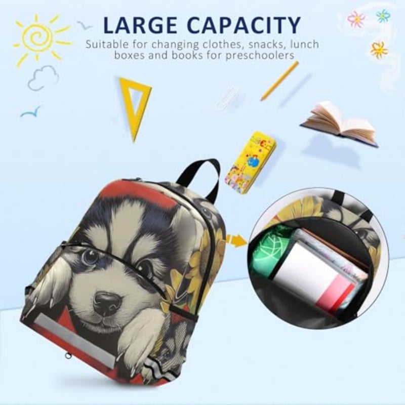 Toddler Backpack-Cute Dog Sunflower with Leash for Walking, Mini Backpacks with for 3 Years Above, Preschool Rucksack with Adjustable Strap, Boy Girl Travel Daypack - Image 5