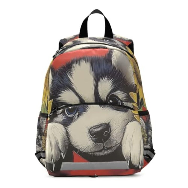 Toddler Backpack-Cute Dog Sunflower with Leash for Walking, Mini Backpacks with for 3 Years Above, Preschool Rucksack with Adjustable Strap, Boy Girl Travel Daypack - Image 1