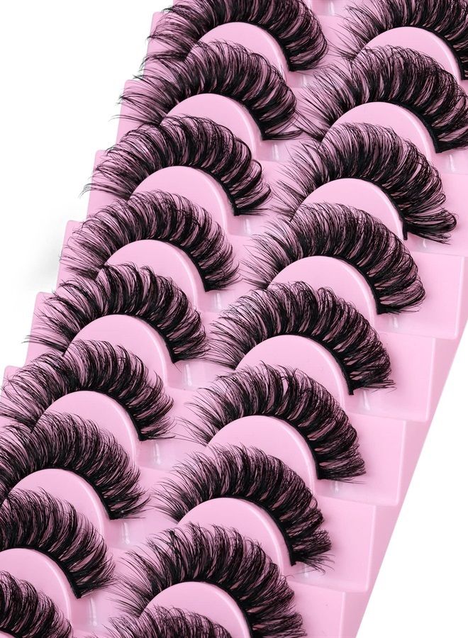 wiwoseo Lashes Extension Strip Hybrid Eyelashes Thick Volume Natural False Eyelashes Fluffy Mink Lashes 3D Wispy Fiber Russian Strip lashes D Curl 10 Pairs Pack - Image 5