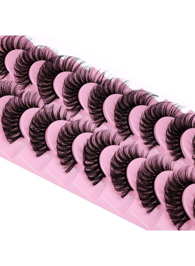 wiwoseo Lashes Extension Strip Hybrid Eyelashes Thick Volume Natural False Eyelashes Fluffy Mink Lashes 3D Wispy Fiber Russian Strip lashes D Curl 10 Pairs Pack - Image 2