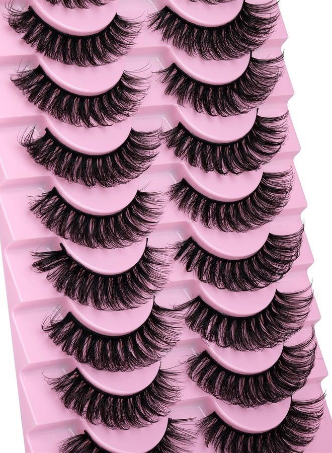 wiwoseo Lashes Extension Strip Hybrid Eyelashes Thick Volume Natural False Eyelashes Fluffy Mink Lashes 3D Wispy Fiber Russian Strip lashes D Curl 10 Pairs Pack - Image 4