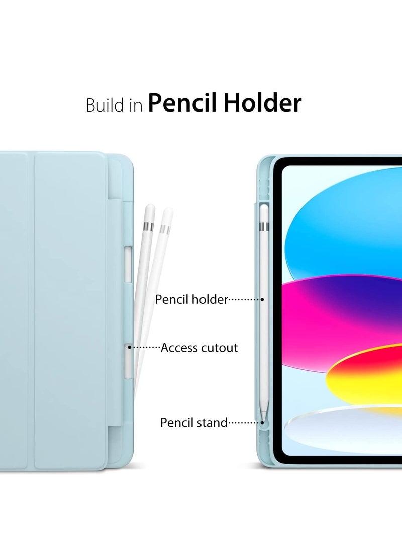 ELTRAZONE Smart Auto Wake/Sleep Cover with Built-in Pencil Holder - Trifold Case for Apple iPad 10th Generation (Model A2696 A2757) - Aqua - Image 4