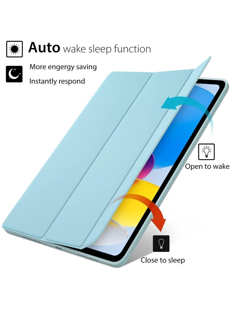ELTRAZONE Smart Auto Wake/Sleep Cover with Built-in Pencil Holder - Trifold Case for Apple iPad 10th Generation (Model A2696 A2757) - Aqua - Image 3