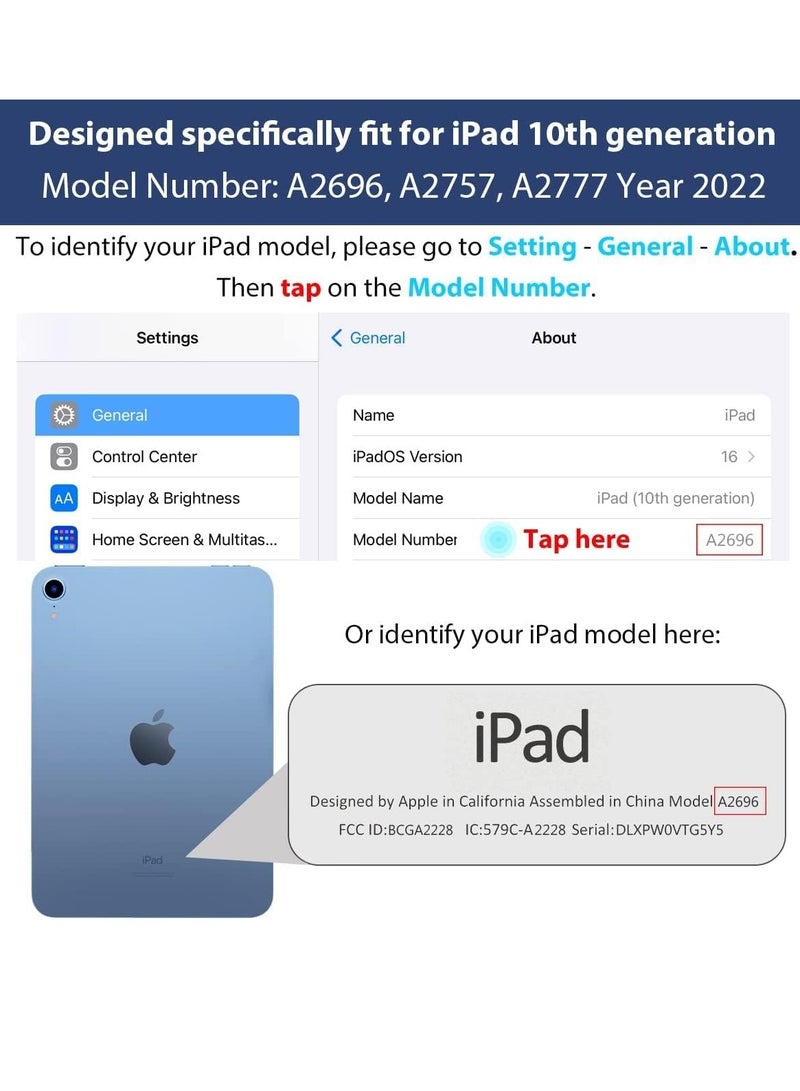 ELTRAZONE Smart Auto Wake/Sleep Cover with Built-in Pencil Holder - Trifold Case for Apple iPad 10th Generation (Model A2696 A2757) - Aqua - Image 2