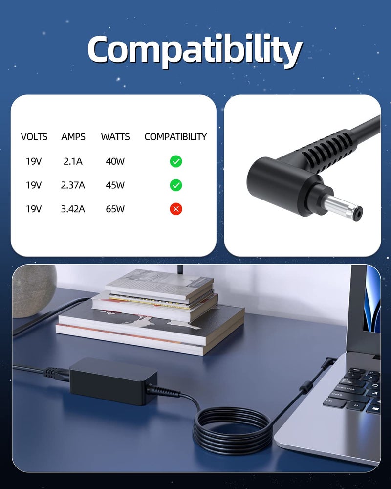 Superer شاحن تيار متردد 19 فولت 2.1 أمبير مناسب لجهاز سامسونج جالاكسي فيو SM-T670 T677 18.4 بوصة - Image 4