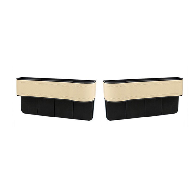 Car Seat Gap Organizer 2pcs Beige: Anti-Slip ABS Material, Safety-Friendly Design - Multifunctional Storage Compartments Car Seat Gap Filler for Front Car Seat Organization - Image 1