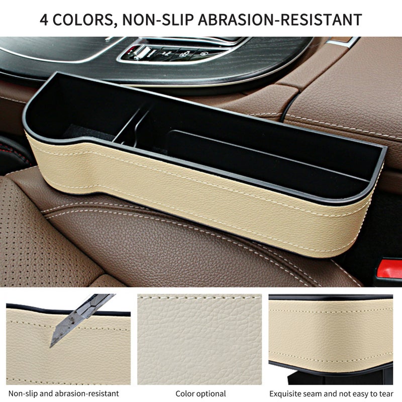 Car Seat Gap Organizer 2pcs Beige: Anti-Slip ABS Material, Safety-Friendly Design - Multifunctional Storage Compartments Car Seat Gap Filler for Front Car Seat Organization - Image 4
