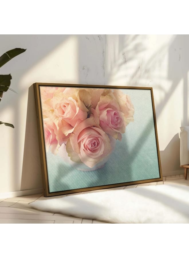 Home Gallery Abstract framed portrait of white roses in a vase Framed wall art 120x80 - Image 1