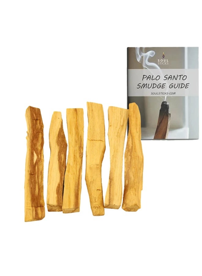 Ancientveda Ancient VEDA Peruvian Palo Santo Sticks 6 Pack with Smudge Guide â€“ High Resin Content, Sweet Scent Holy Wood for Smudging, Meditation, Energy Cleansing â€“ Sustainably Harvested, Aromatic Incense - Image 1