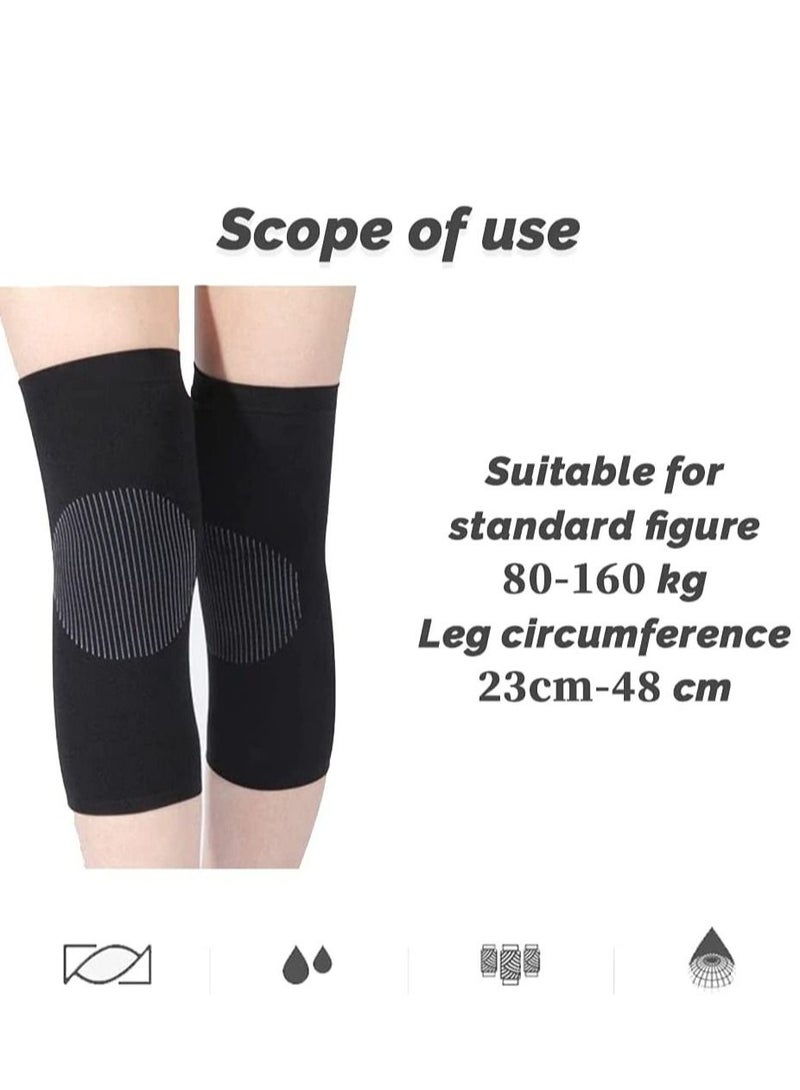 Generic 2 Pairs Thermal Warmer Knee Support Sleeve Breathable Stretchy Knee Brace Anti Skid Pads Cashmere Knit Compression Knee Pads Pain Joint Arthritis Relief for Gym Running Cycling Dancing - Image 3