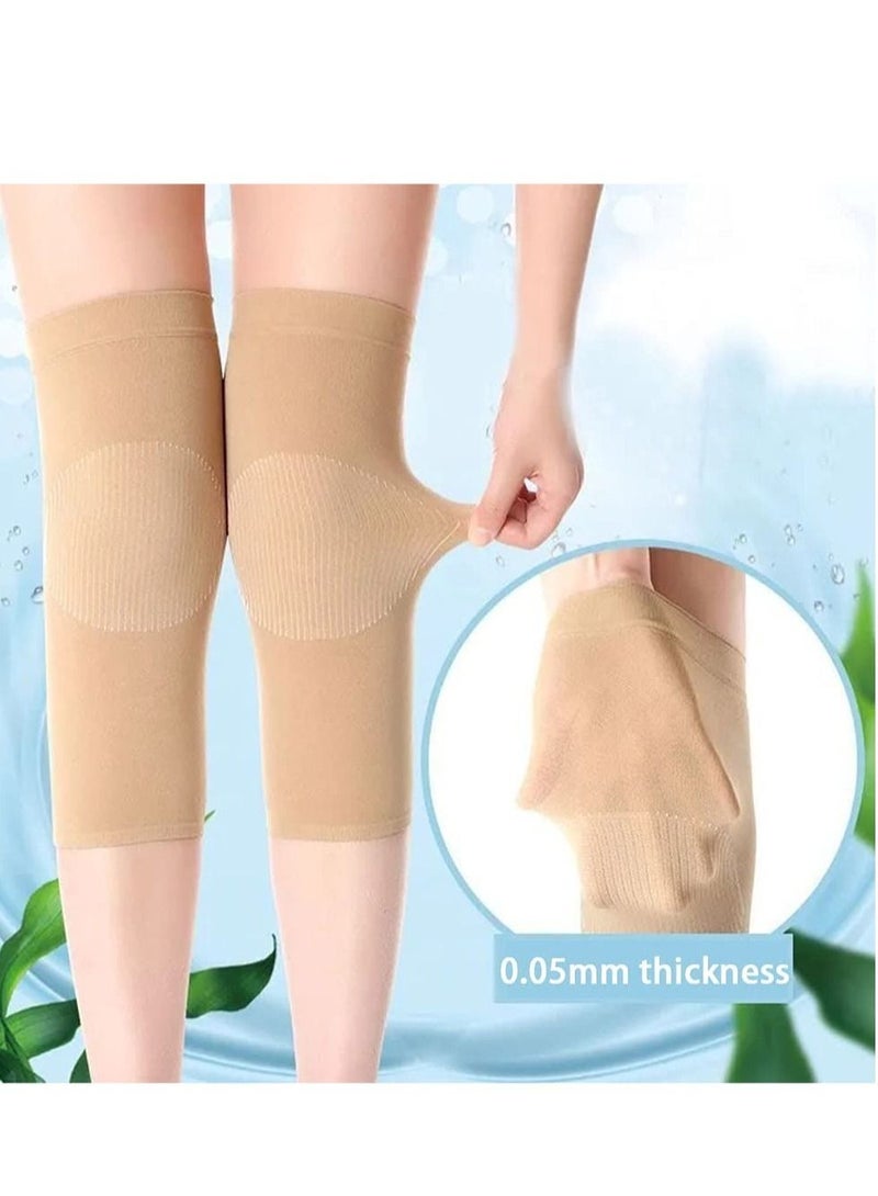 Generic 2 Pairs Thermal Warmer Knee Support Sleeve Breathable Stretchy Knee Brace Anti Skid Pads Cashmere Knit Compression Knee Pads Pain Joint Arthritis Relief for Gym Running Cycling Dancing - Image 2