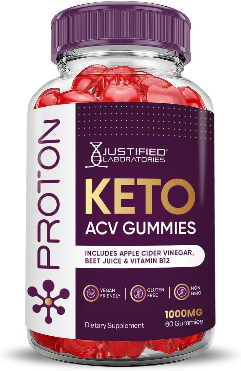 Justified Laboratories Proton Protein Keto ACV Gummies Advanced Formula 1000MG Proton Keto Gummies Apple Cider Vinegar Boost Formulated with Pomegranate Beet Juice Powder B12 Vegan Non GMO 60 Gummys - Image 5