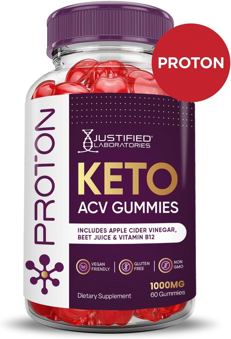 Justified Laboratories Proton Protein Keto ACV Gummies Advanced Formula 1000MG Proton Keto Gummies Apple Cider Vinegar Boost Formulated with Pomegranate Beet Juice Powder B12 Vegan Non GMO 60 Gummys - Image 4