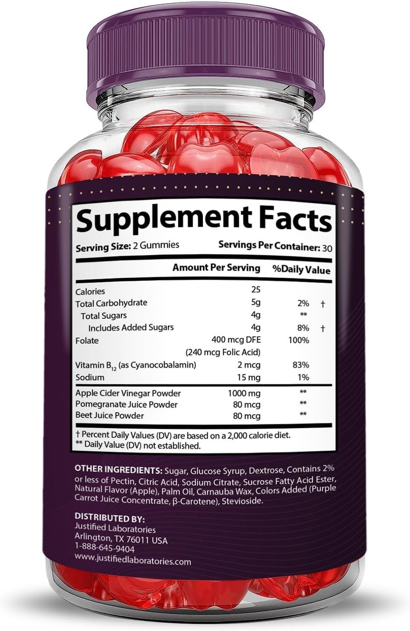 Justified Laboratories Proton Protein Keto ACV Gummies Advanced Formula 1000MG Proton Keto Gummies Apple Cider Vinegar Boost Formulated with Pomegranate Beet Juice Powder B12 Vegan Non GMO 60 Gummys - Image 2