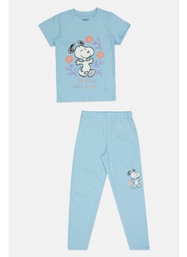 Peanuts Kids Girl 2 Pieces Graphic Print Pajama Set, Multicolor  - Image 1