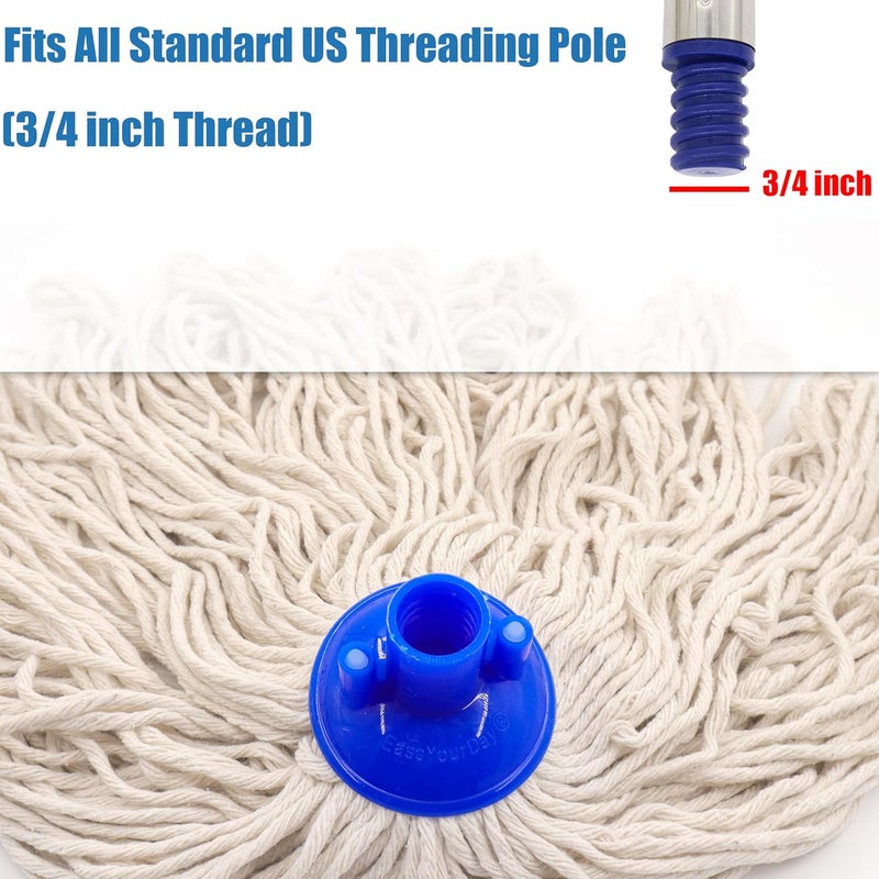 EaseYourDay Cotton String Screw on Mop Replacement Head Compatible with O-Cedar Microfiber Cloth Mop Handle & Any Standard US Threading Pole (Acme 3/4 inch Thread) - 2 PCS - Image 5