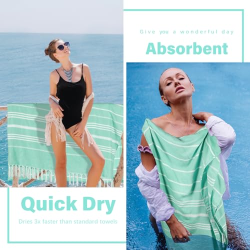 Widdonen Giant Turkish Beach Towel Blanket 85x75 Cotton XXL Extra Large Oversided Bath Pool Blankets XL Huge Bed Sand Free Throw Towels Picnic Outdoor Big Quilt Necessities Cloud Gifts for Adult Aqua - Image 5
