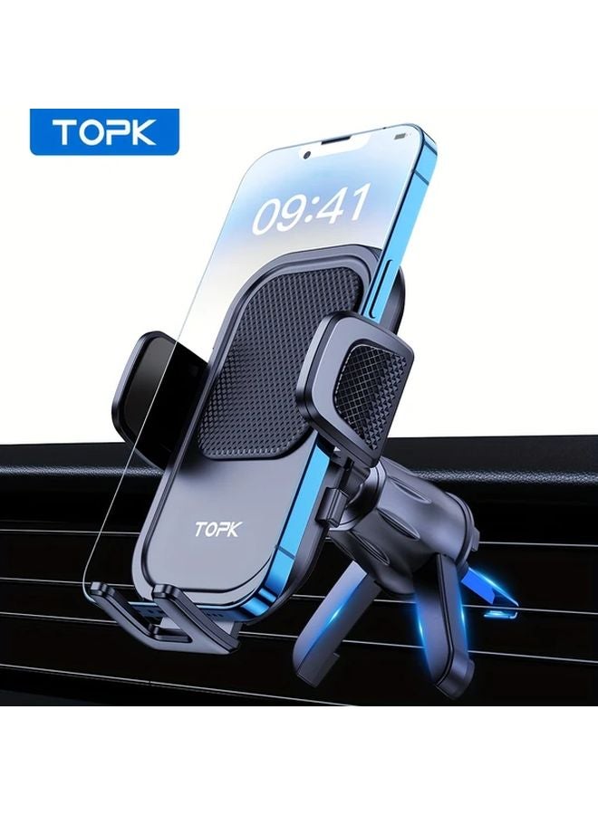 Black Heavy Duty Car Phone Holder Mount With Metal Hook Air Vent Installation Adjustable Grip - Image 4