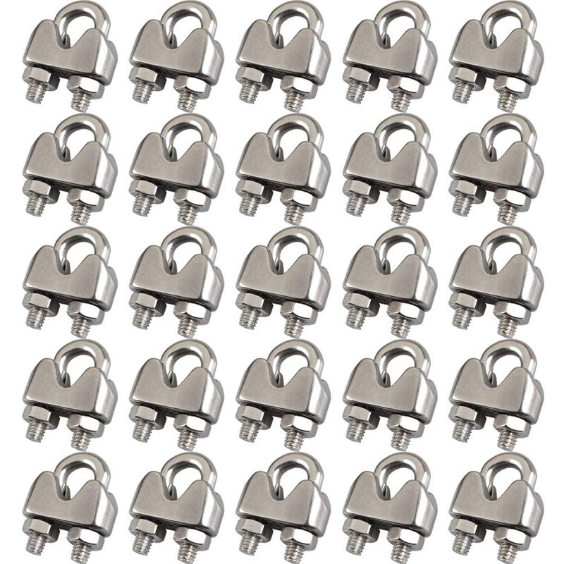 Cozihom 3/16 Inch M4 Wire Rope Cable Clip Clamp  304 Stainless Steel  U Bolt Saddle Fastener  25 Packs - Image 1