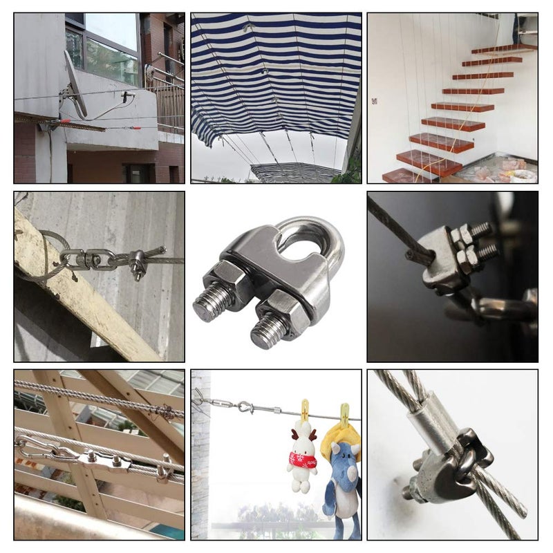 Cozihom 3/16 Inch M4 Wire Rope Cable Clip Clamp  304 Stainless Steel  U Bolt Saddle Fastener  25 Packs - Image 5