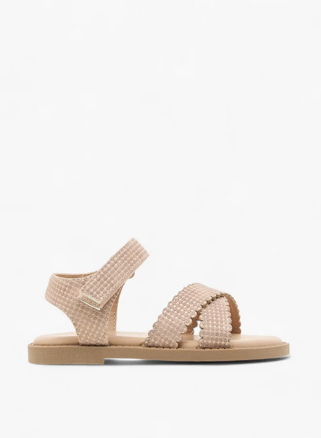 جونيورز Girls Cross Strap Sandals with Hook and Loop Closure