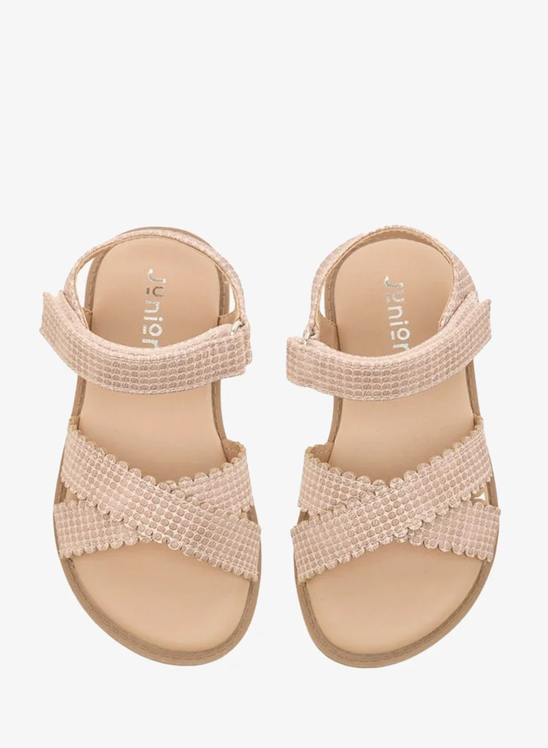 JUNIORS Girls Cross Strap Sandals with Hook and Loop Closure