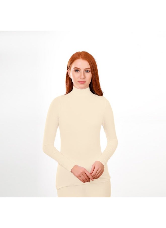 Selina Wear - Selina Wear High Collar Neck Long sleeve - Long Sleeve T-shirt Top, Elevate Your Style with Long Sleeve Delight - Image 1