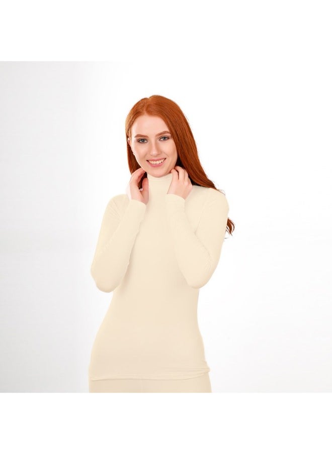Selina Wear - Selina Wear High Collar Neck Long sleeve - Long Sleeve T-shirt Top, Elevate Your Style with Long Sleeve Delight - Image 1