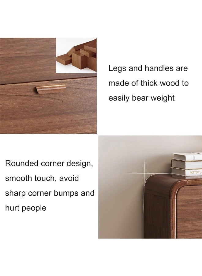 C&C Home 3 Tiers Flip Down Round Corner Design Shoe Cabinet Narrow Entryway Shoe Organizer Durable Wood Shoe Rack with Display Shelf for Living Room Hallway 100x24x119 cm - Image 4