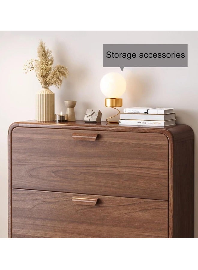 C&C Home 3 Tiers Flip Down Round Corner Design Shoe Cabinet Narrow Entryway Shoe Organizer Durable Wood Shoe Rack with Display Shelf for Living Room Hallway 100x24x119 cm - Image 5