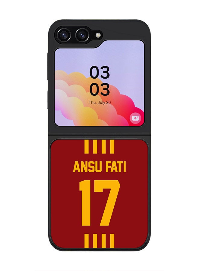 Stylizedd Rugged Black edge case for Samsung Galaxy Z Flip5, Slim fit Soft Case Flexible Rubber Edges Anti Drop TPU Gel Thin Cover -  Football Team - Spain , Player Name - Ansu Fati - Image 1