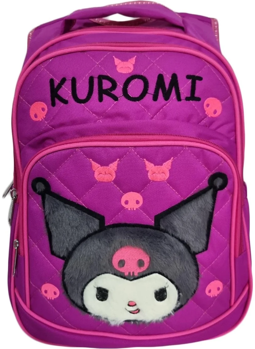 Masho Trend 3 Compartment Furry Kuromi Primary School Bag + Lunch - Kuromi Primary School Girl Bag