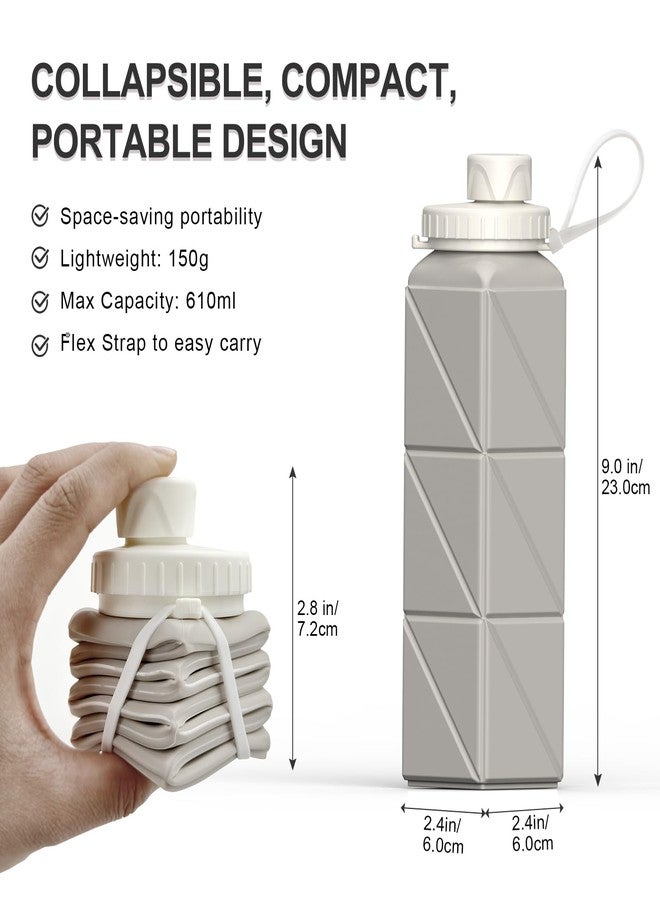 BEAUTAIL Collapsible Water Bottles 20.6oz, Silicone Foldable Portable Travel Water Bottle, BPA-Free, Leakproof Reusable for Traveling Camping Hiking Cycling Yoga Sports Outdoor, 1 Pack (Starlight) - Image 3