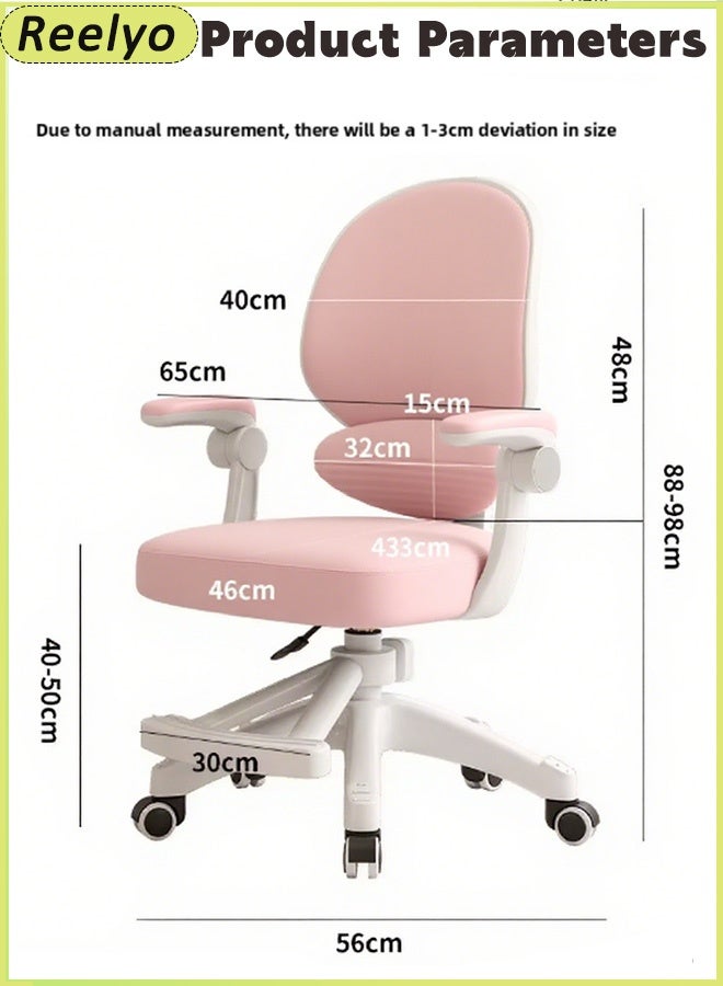 ريليو كرسي دراسة مريح، كرسي مكتب للأطفال بعجلات صامتة، كرسي دراسة متعدد الوظائف قابل لتعديل الارتفاع، كرسي تعليمي للأطفال بعجلات عالمية لدعم العمود الفقري، كرسي دراسة للطلاب، كرسي مكتب للأطفال، يحمي وضعية الجسم للأطفال، الأطفال، الطلاب، المراهقون، الأولاد، البنات، منزل الأطفال في مرحلة النمو، غرفة النوم، غرفة الدراسة، غرفة المعيشة، المدرسة، الفصل الدراسي، مركز الدروس الخصوصية، المكتب المنزلي، الفصول الدراسية عبر الإنترنت، الواجبات المنزلية، القراءة، الكتابة، النمو معي، وردي - Image 2
