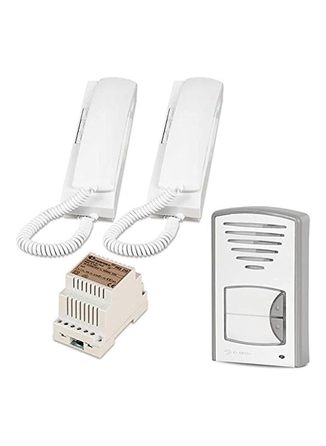 COMMAX - Intercom 2 Lines Including Panel 2 Headphones  And 5-Pin White Italian Power Adapter, From Farvisa - Image 1