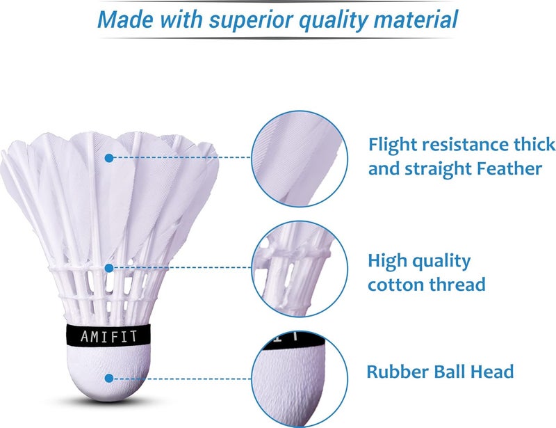 AMIFIT سلسلة ستيلر الذهبية من كرات الريشة، عبوة من 10 (بيضاء) - Image 3