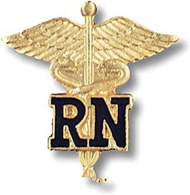 Prestige Medical Registered Nurse Emblem Pin with Caduceus Design