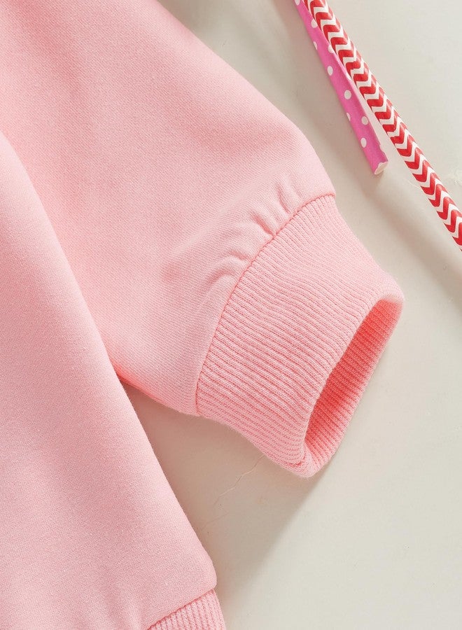 Socutebabe Baby Girl Clothes Toddler Fall Winter Outfits Love Embroidery Long Sleeve Crewneck Sweatshirts Oversized Pullovers (Pink, 6-12 Months) - Image 4