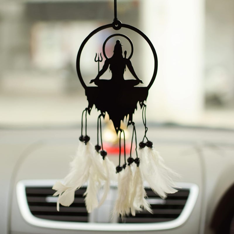 MGNLR Acrylic Fancy Lord Shiva Car Hanging Car Rear View Mirror Decor Ornament Accessories Good Luck Dream Catcher Positive Vibes BalconyGift Car Wind Chimes Room Multicolour
